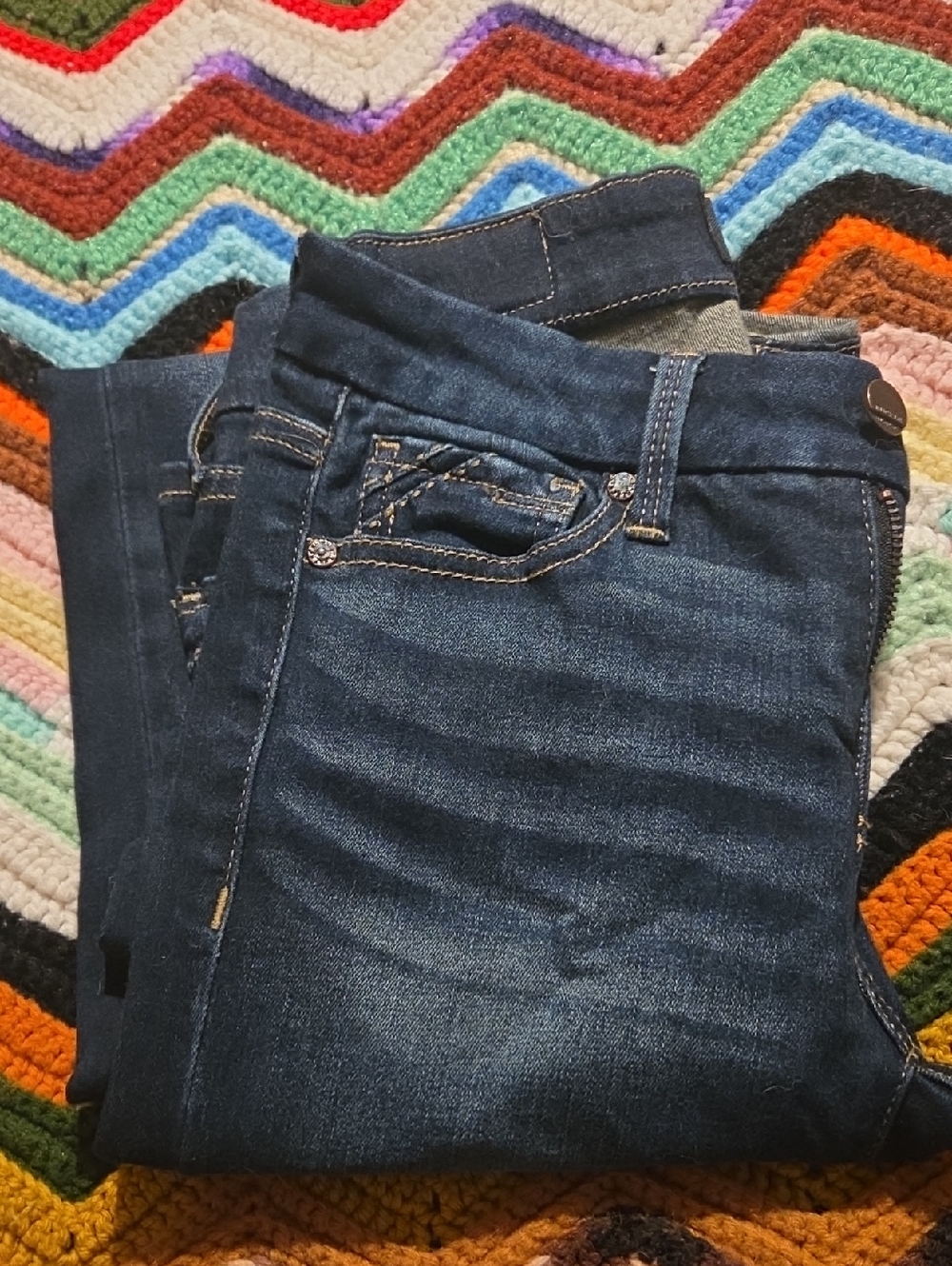 Buckle Dark Blue Straight Leg Women's Jeans
